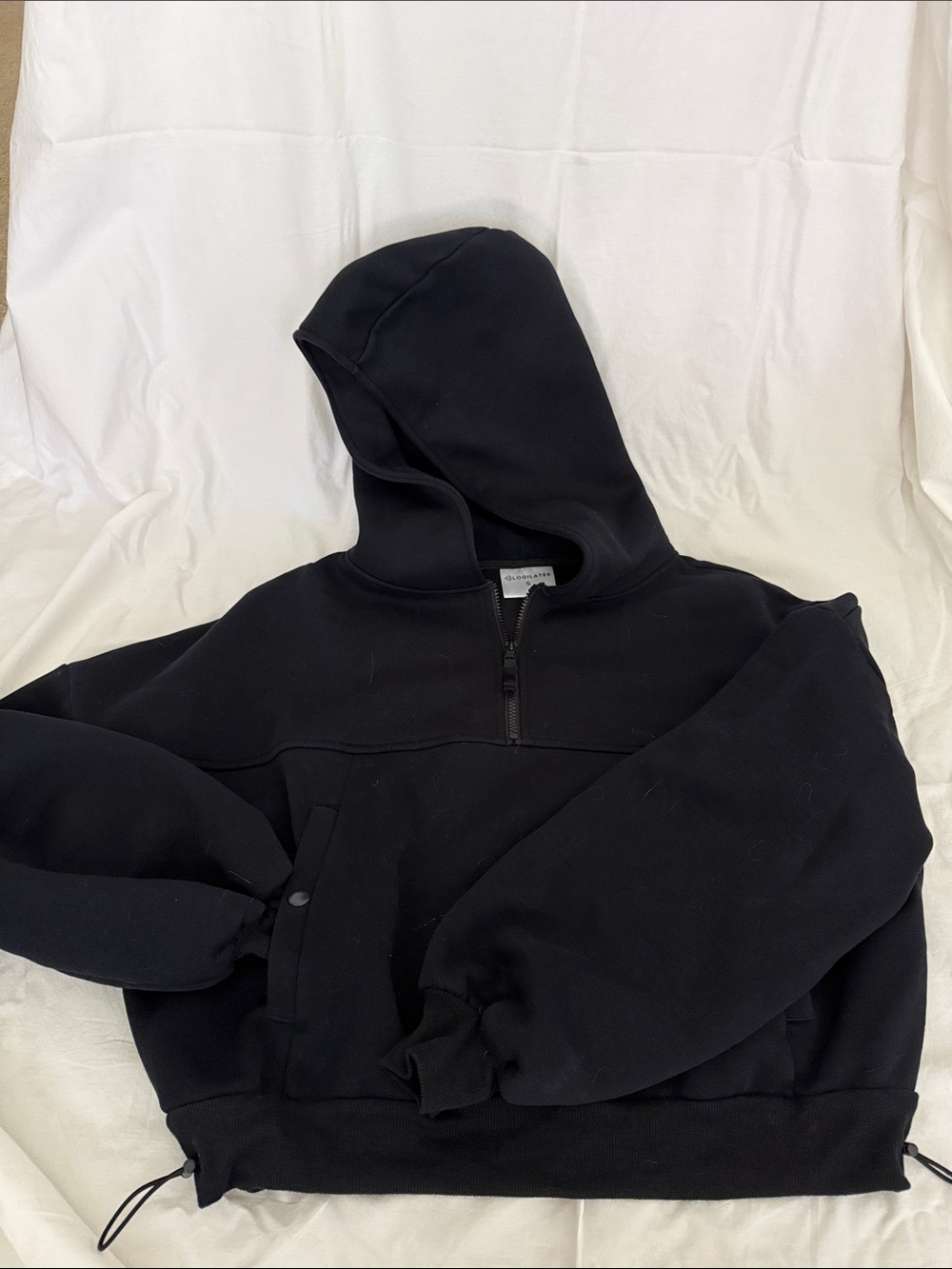 Women’s Cropped Black Half-Zip Hoodie